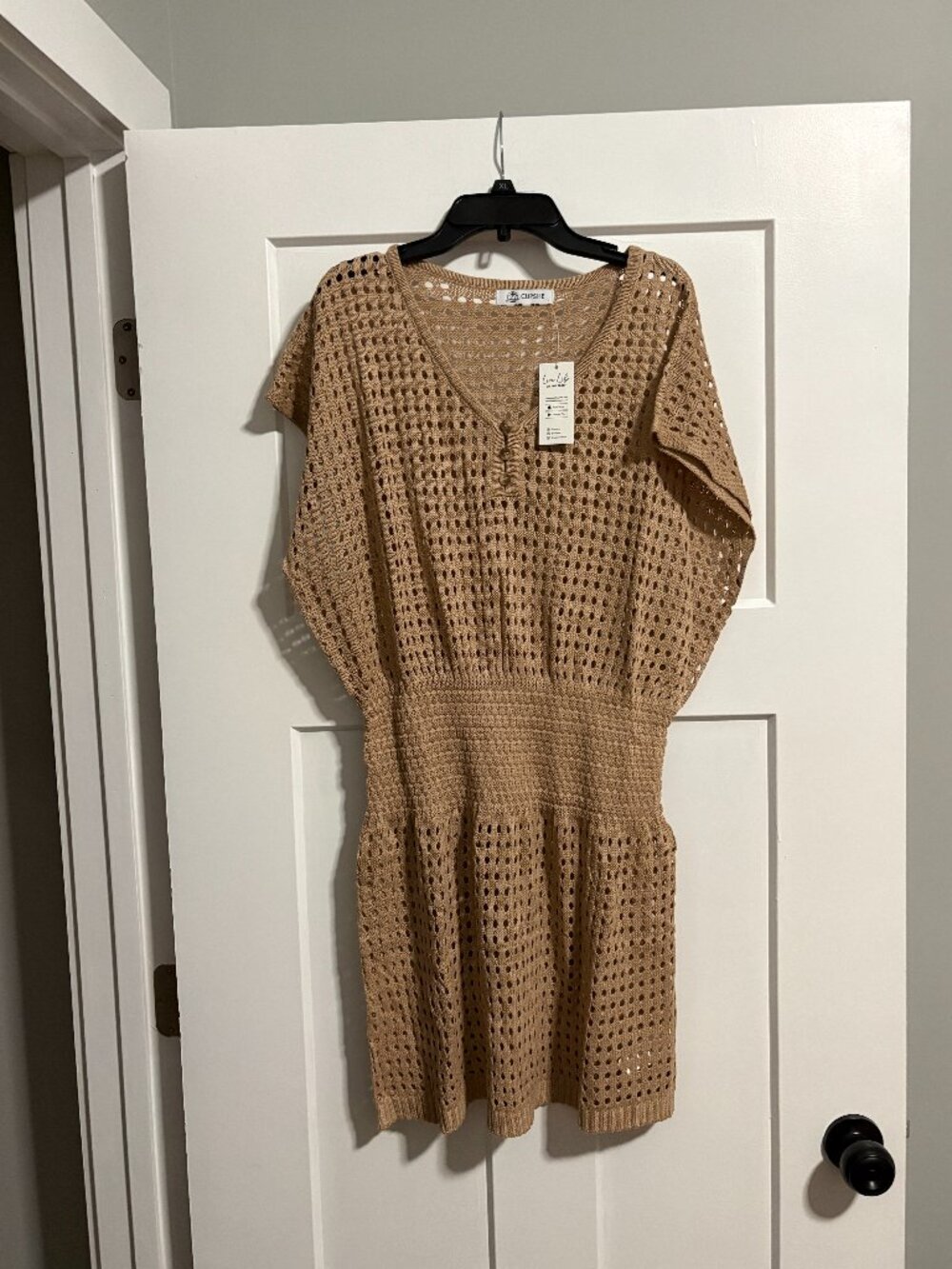 CUPSHE Women Crochet Swim Cover Up V Neck  Beach Dress  sz L NEW - Picture 2 of 5
